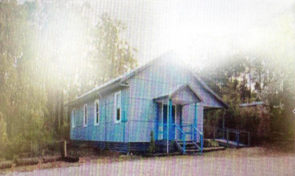 Small church building with ramp and stairs in Bunbury Diocese, Australia.